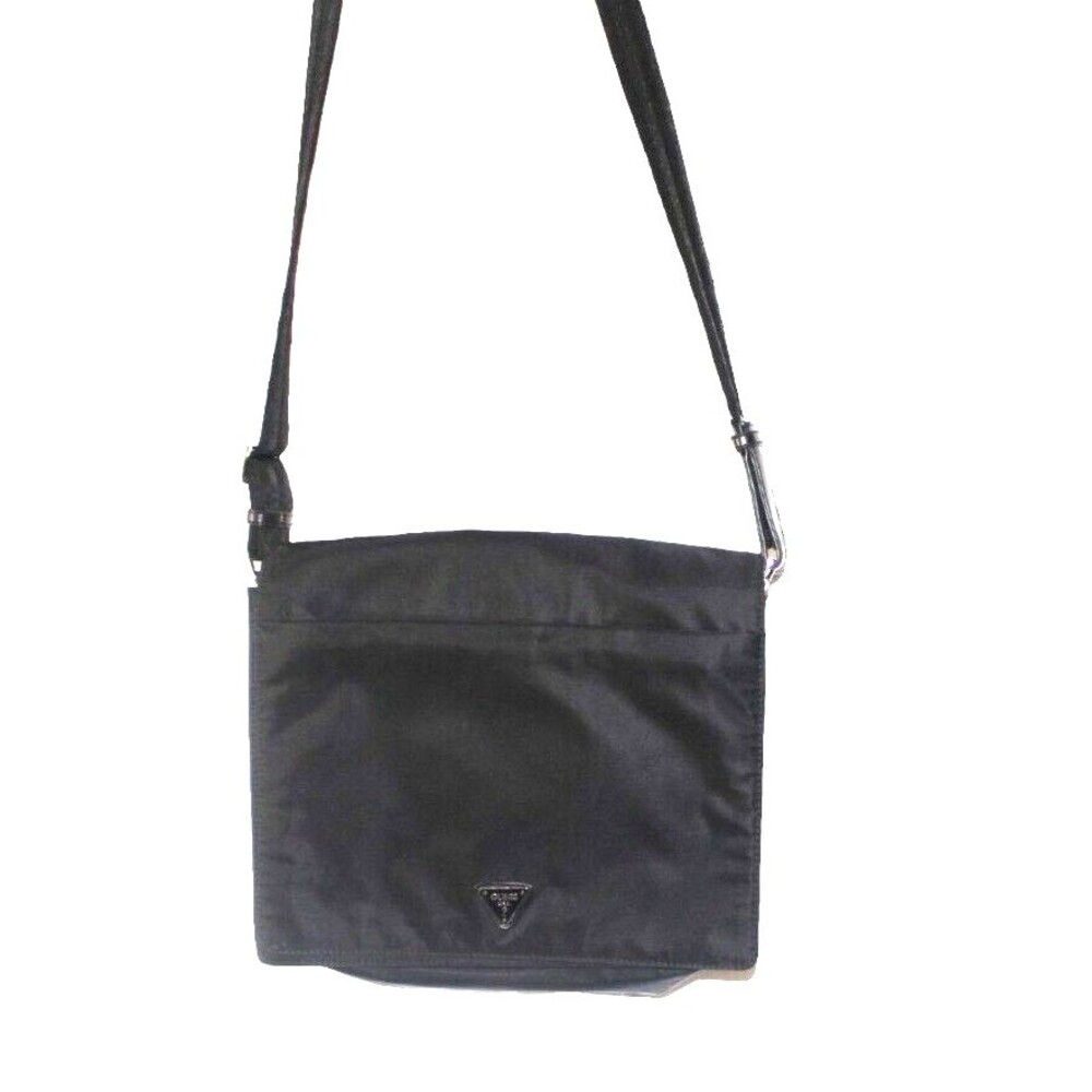 Vintage Guess Messenger Bag Black Nylon Crossbody Bag 90’s Top Flap